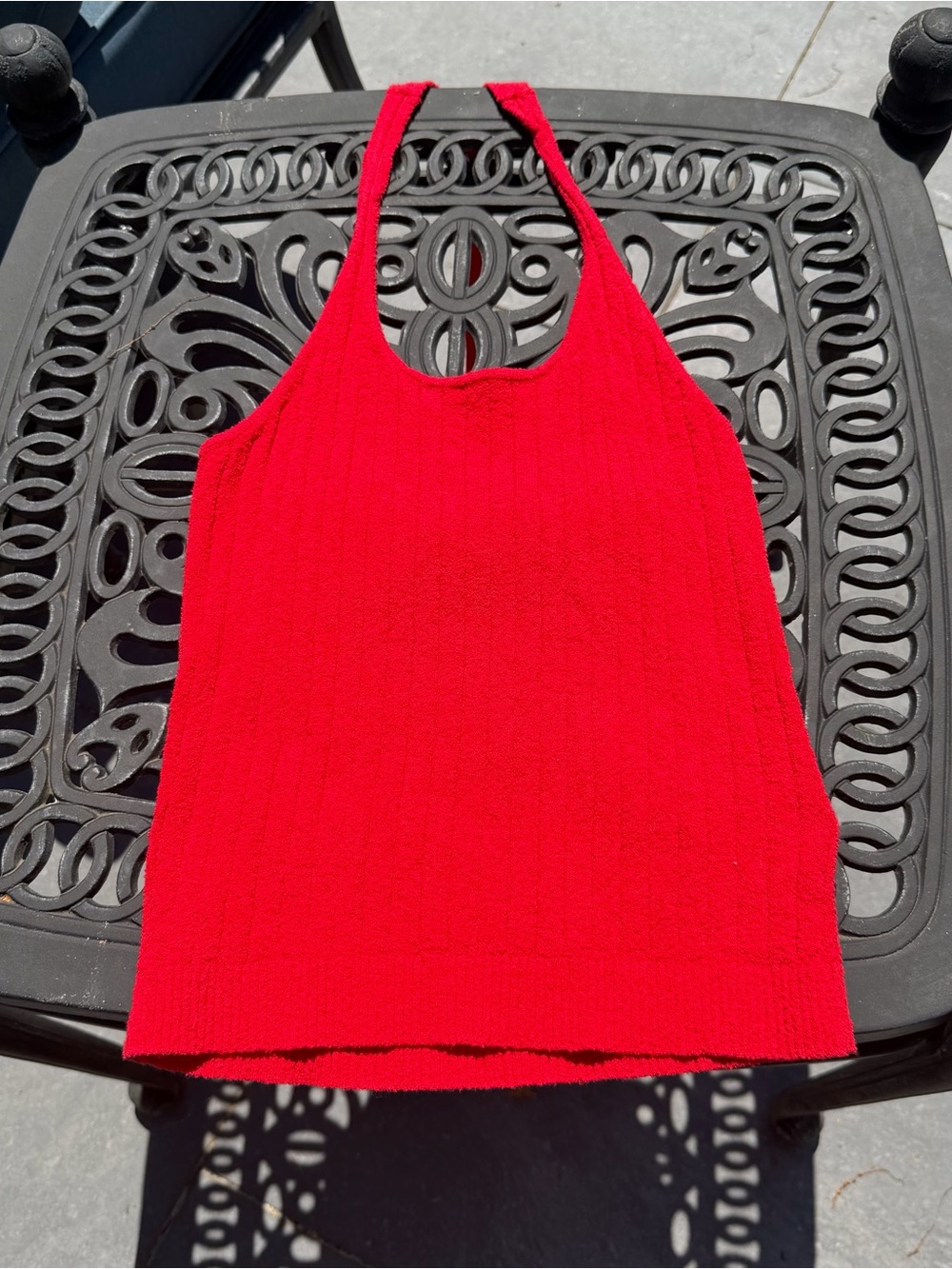 J. Crew Bright Red Ribbed Halter Tank